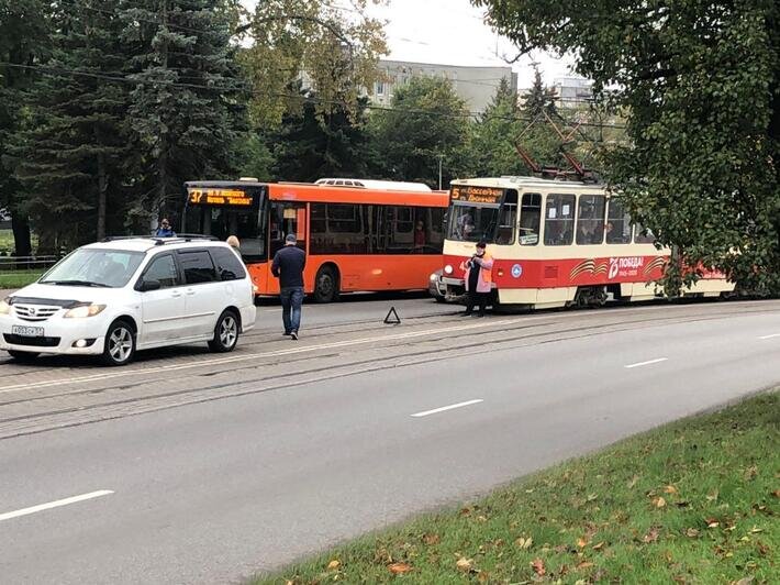 На Черняховского из-за ДТП на путях встали трамваи   - Новости Калининграда | Фото: читатель "Клопс"